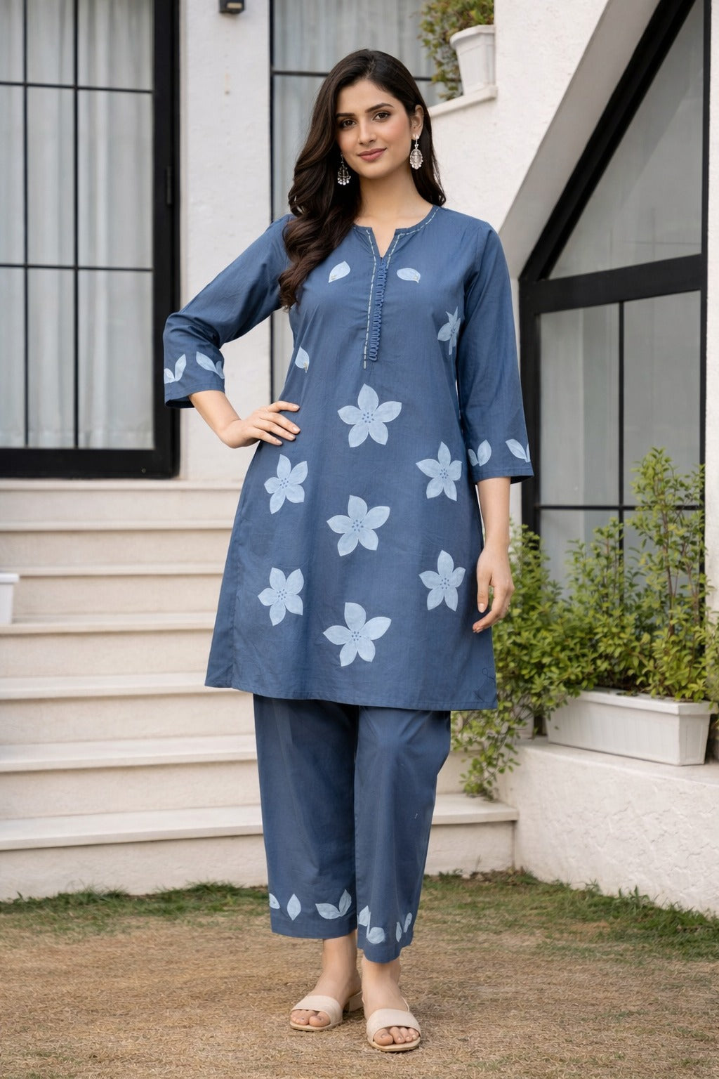 Dusty Blue Petal Co-Ord Set