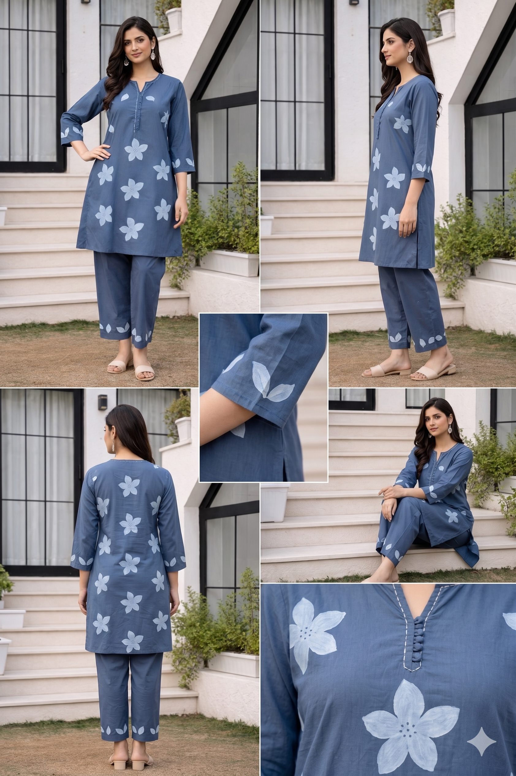 Dusty Blue Petal Co-Ord Set